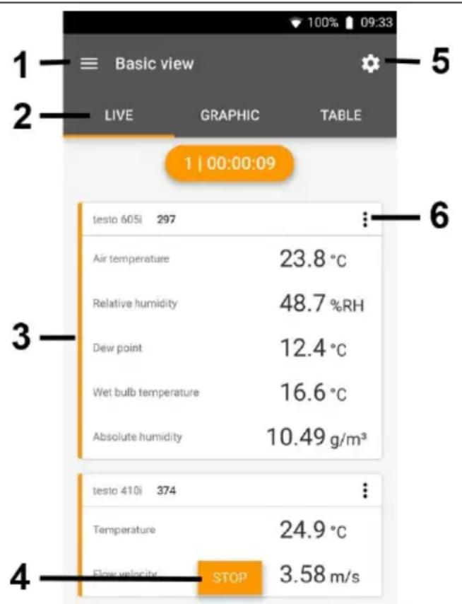Testo 410i - Aperçu des éléments de commande - 1