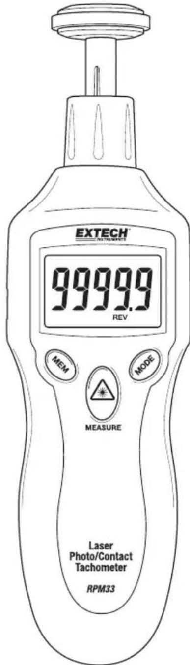 Extech RPM33 - Tachymètre à visée laser optique/à contact - 1