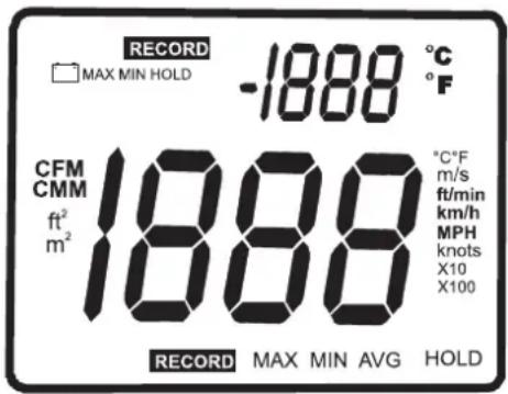 Extech AN100 - Inscriptions sur l'écran LCD - 1