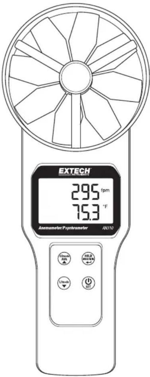 Extech AN310 - Anémomètre/psychromètre cfm/cmm à grandes palettes - 1