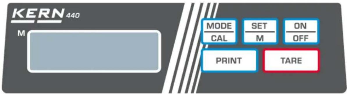 KERN 440 M MODE CAL SET M ON OFF PRINT TARE