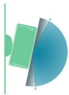 Abstract geometric diagram with green and blue shapes, no text or symbols present