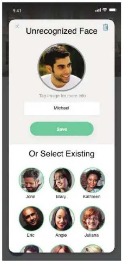 Unrecognized Face Tap image for more info Michael Save Or Select Existing John Mary Kathleen Eric Angie Juliana