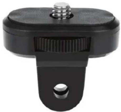 Close-up of a black mechanical clamp or bracket component with a metallic screw and mounting hole (no text or symbols visible)