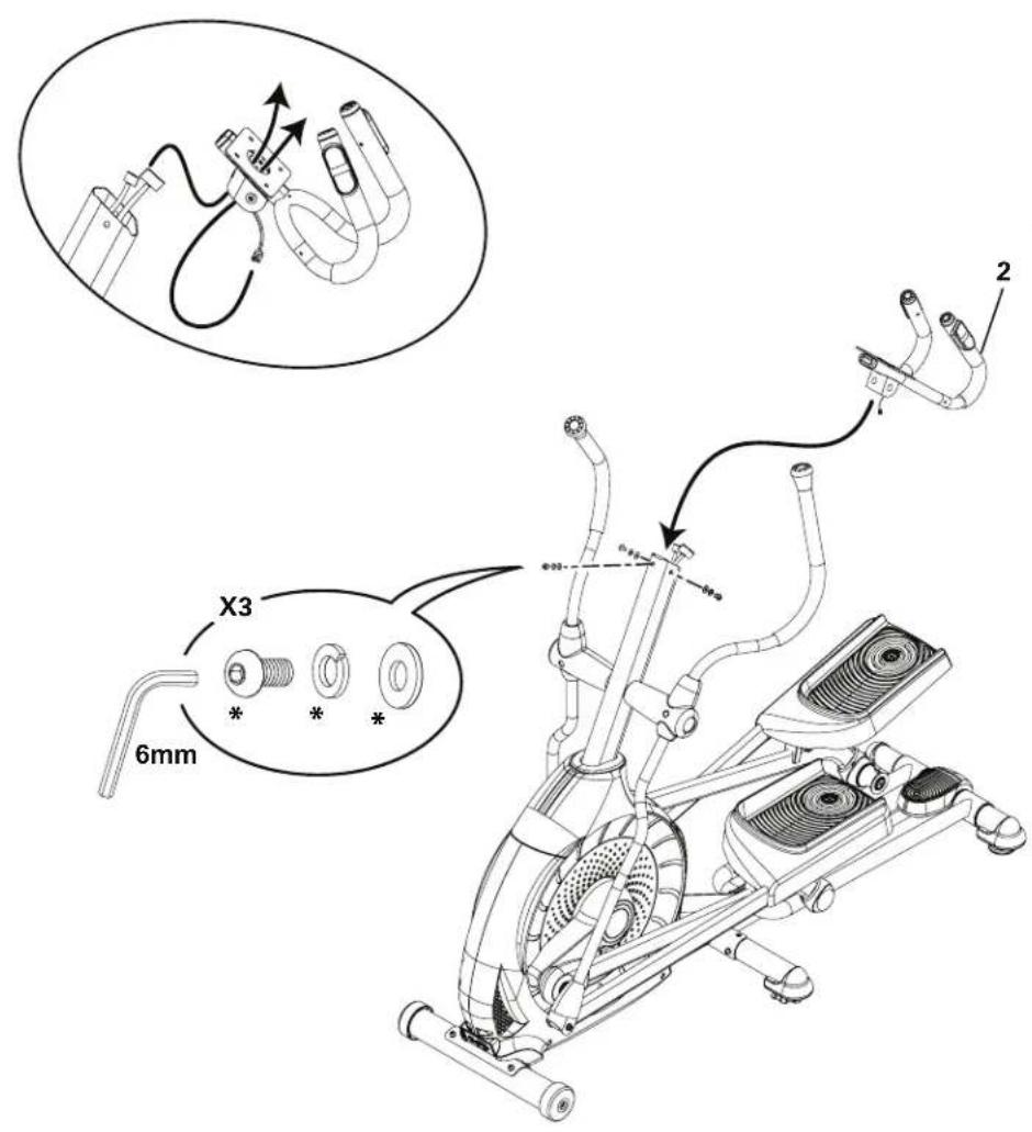 Schwinn 470i - Passez les câbles et arrimez la poignée statique au châssis - 1