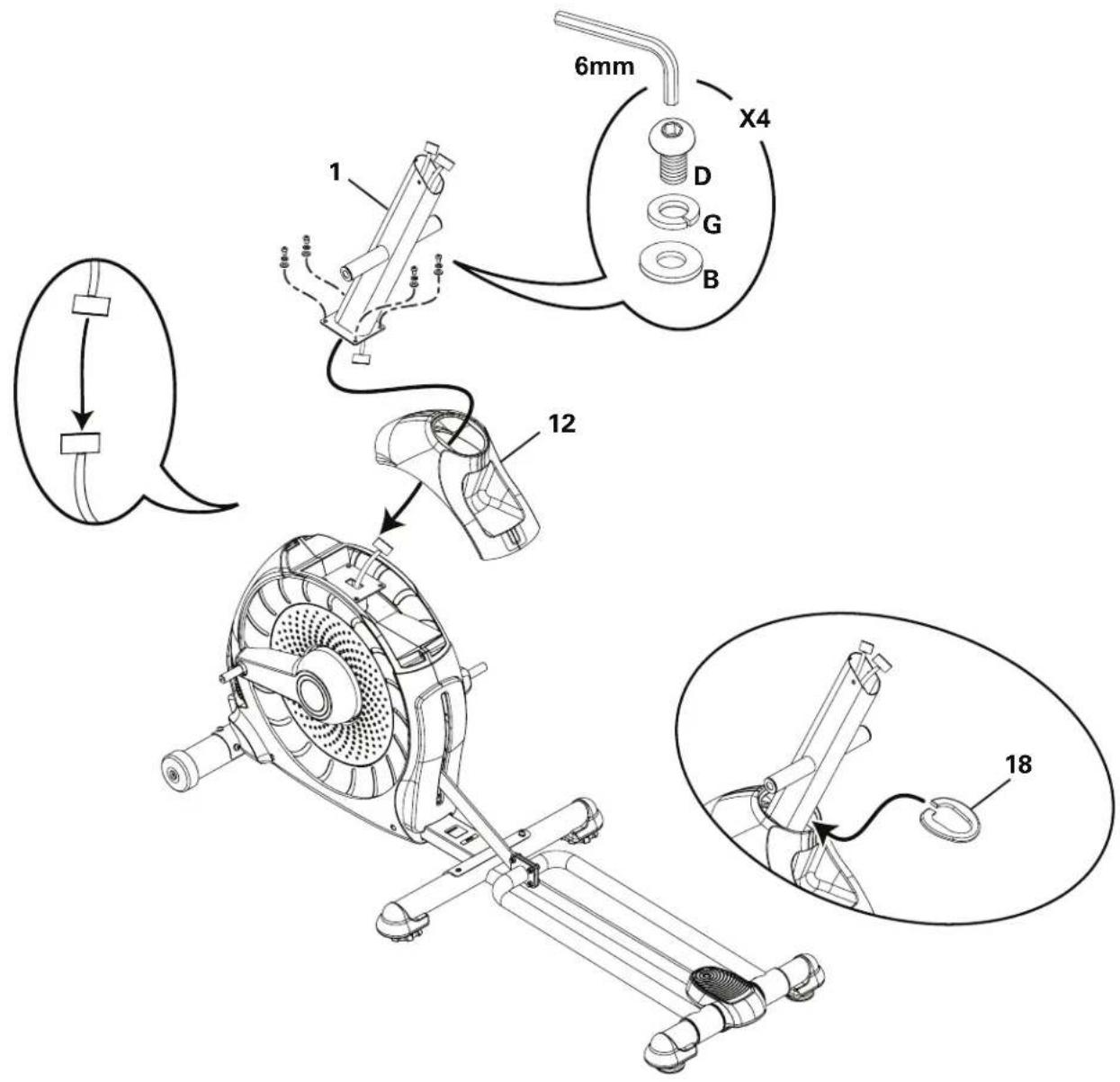 Schwinn 470i - Connectez le câble et arrimez le tube de la console au châssis - 1