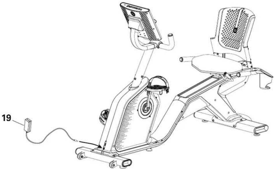 Schwinn 590R - Branchez l'adaptateur CA à l'assemblage du cadre - 1