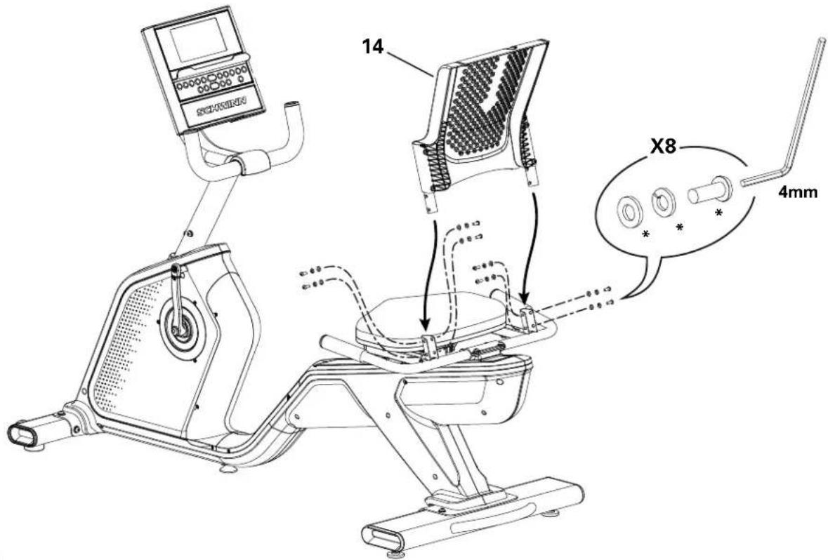 Schwinn 590R - Fixez le dossier du siège à l'assemblage du cadre du siège - 1