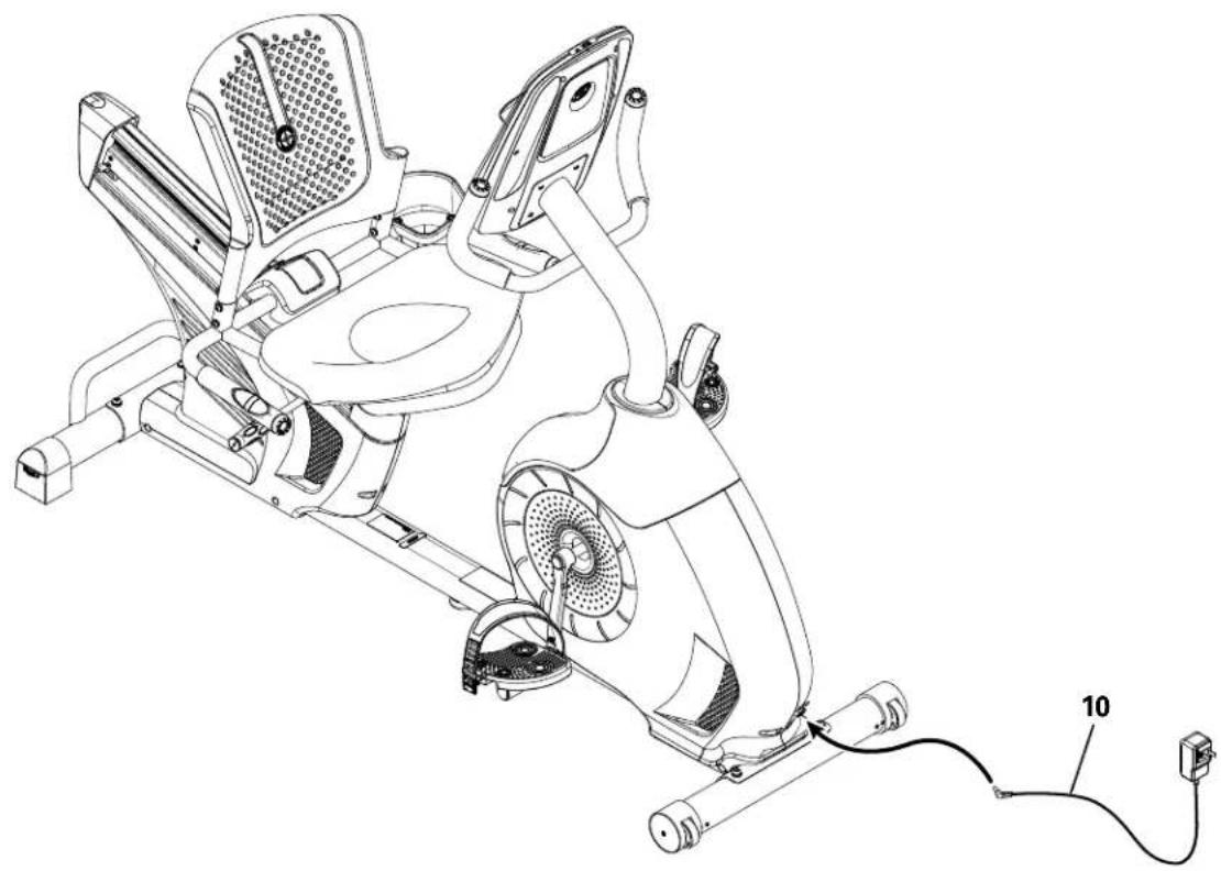 Schwinn 570R - Connexion de l'adaptateur AC au cadre - 1