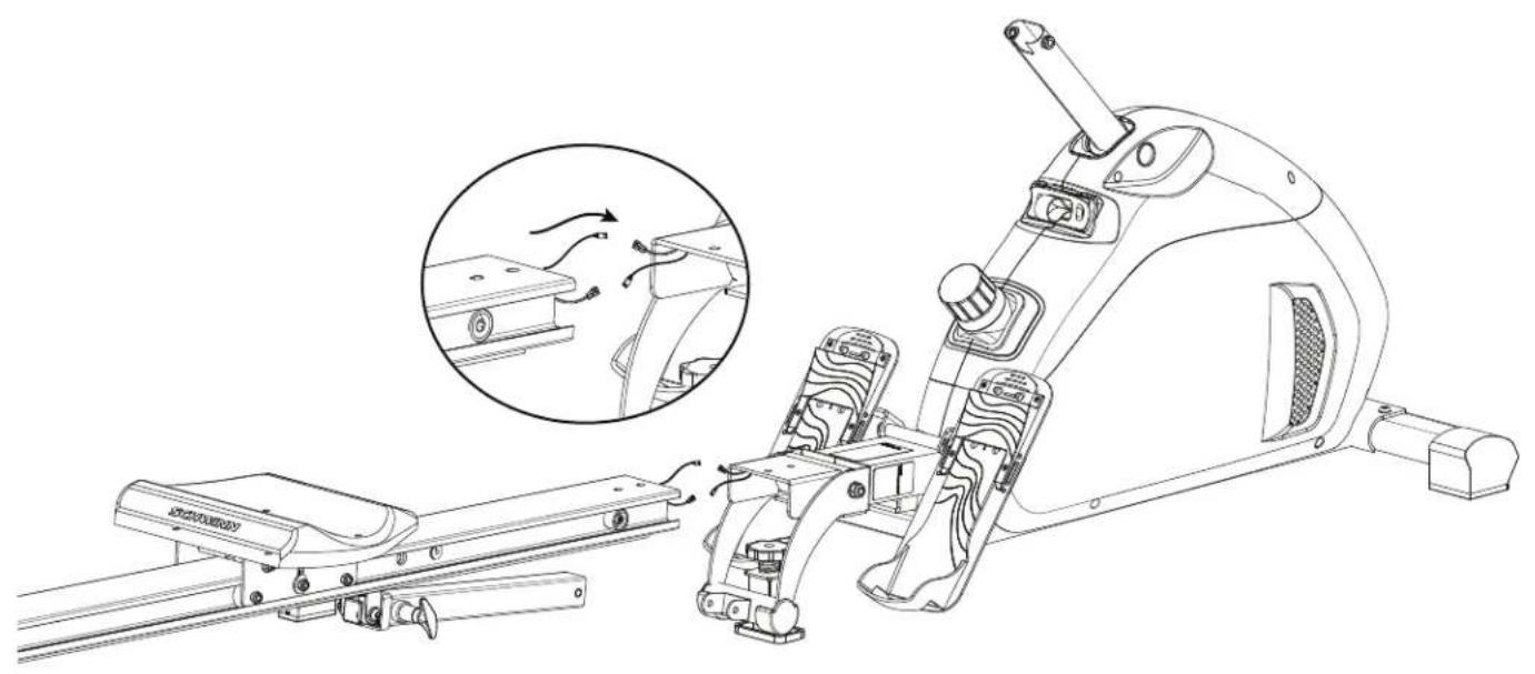 Schwinn Rower - Connectez les câbles du rail au châssis - 1