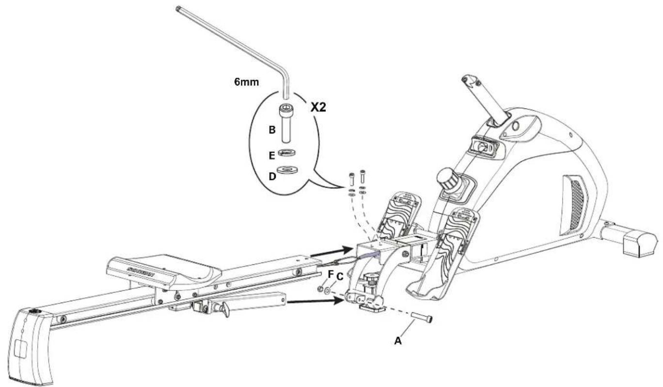 Schwinn Rower - Arrimez le rail au châssis - 1