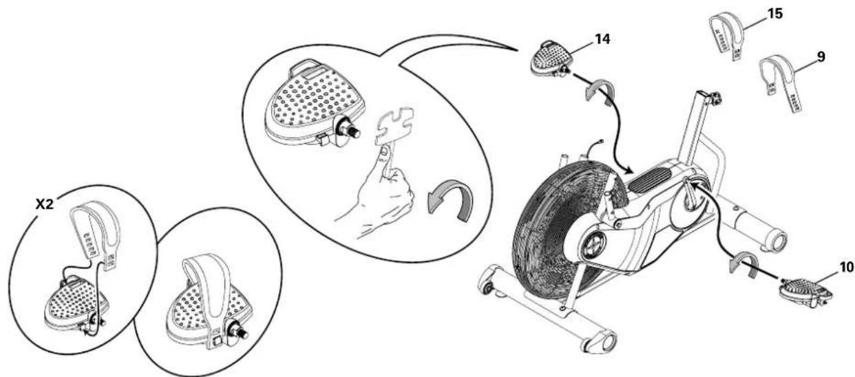 Schwinn AD6 - Fissare i pedali e le cinghie dei pedali al gruppo telaio - 1