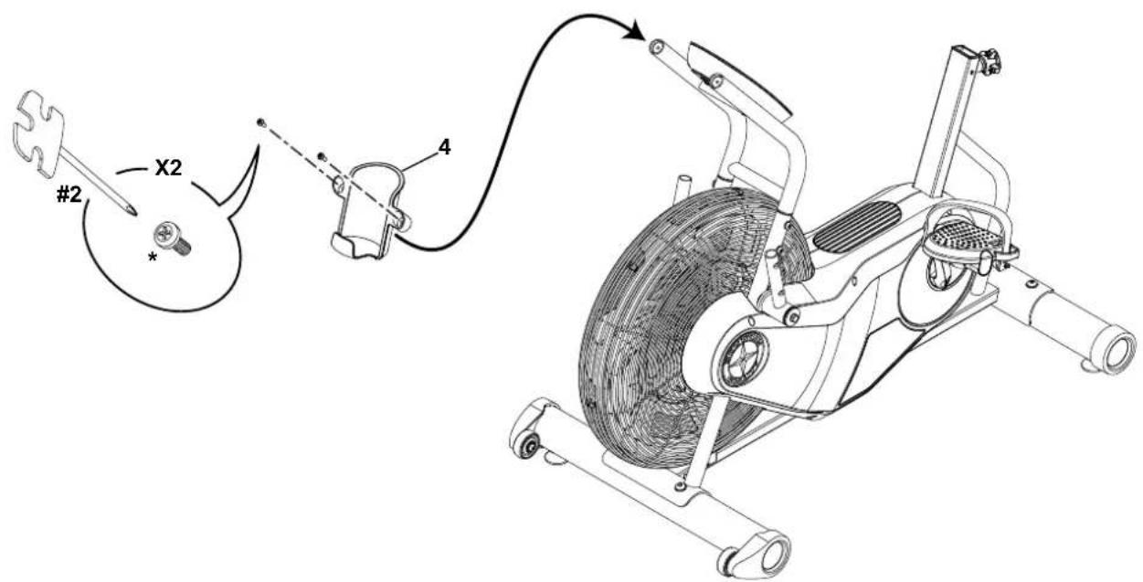 Schwinn AD6 - Fixar o suporte para garrafa de agua ao Conjunto do quadro   Note: As ferragens já vem pre-instaladas e não está incluídas na lista de ferragens (*) - 1