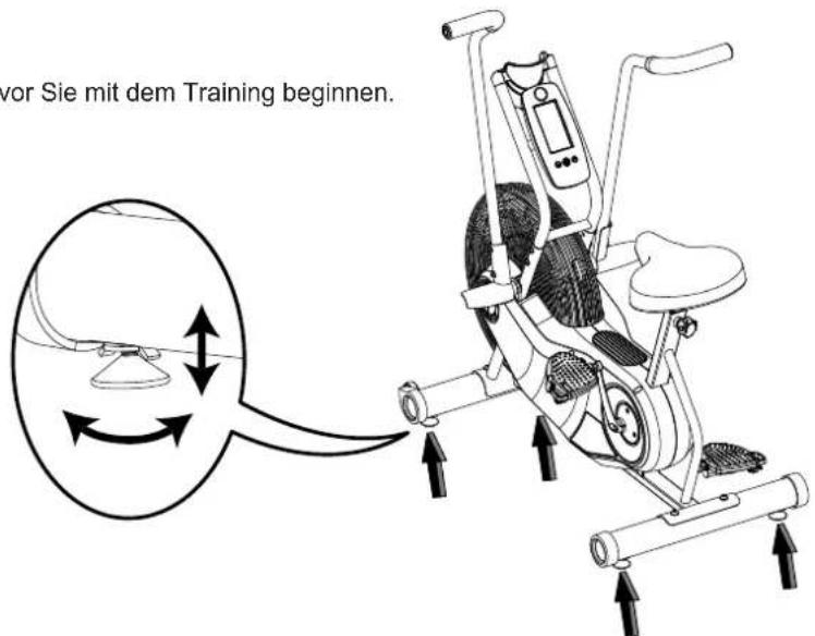 Schwinn AD6 - Verstellen Sie die Ausgleicher nicht soweit, dass sie sich lösen oder aus dem Gerätherausdrehen. Es besteht Verletzungs- oder Beschädigungsgefahr. - 1