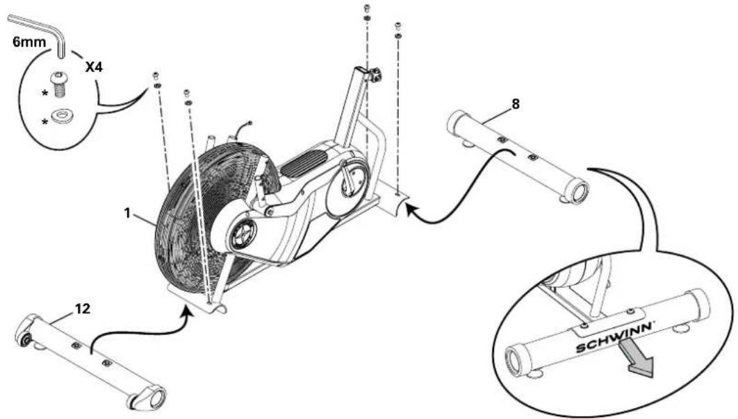 Schwinn AD6 - Acople los estabilizadores al armazón - 1