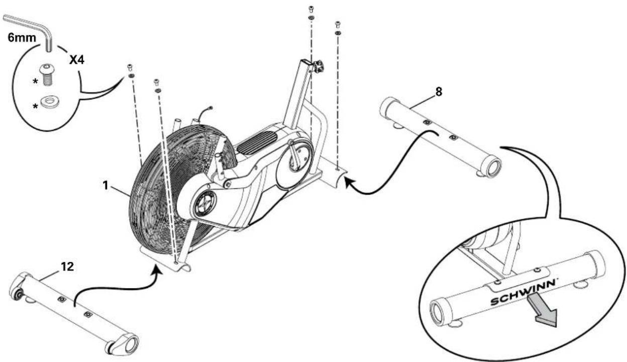 Schwinn AD6 - Stabilisatoren am Rahmen befestigen - 1