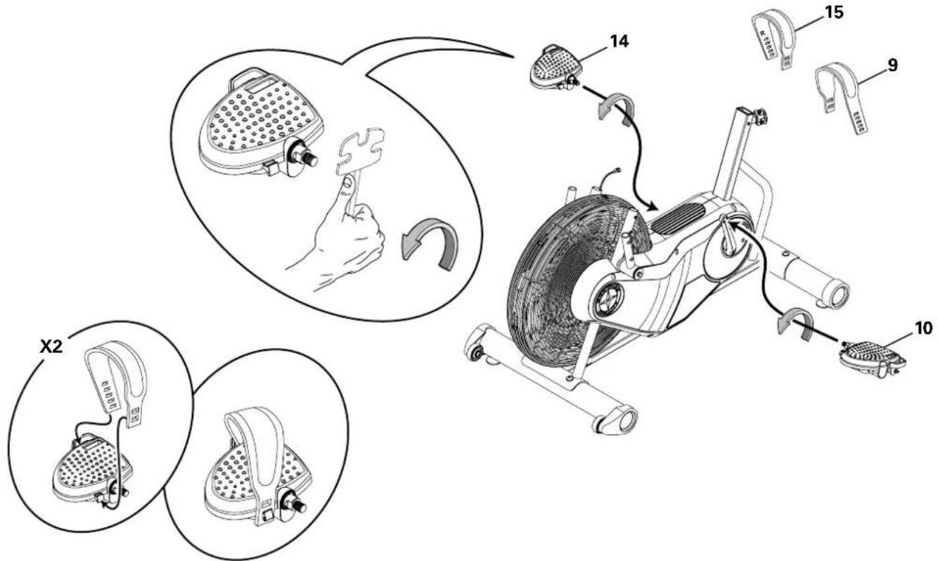 Schwinn AD6 - Fixez les pédales, puis les sangles de pédales sur l'assemblage du châssis - 1