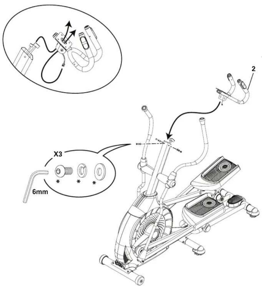 Schwinn 570E - Passez les câbles et arrimez la poignée statique au châssis - 1