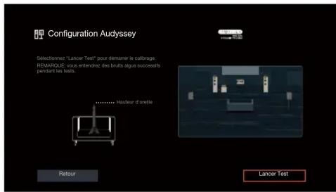 DENON AVRS970H - Lorsque l'écran suivant est affiché, sélectionnez "lancer test" puis appuyez sur ENTER. - 1