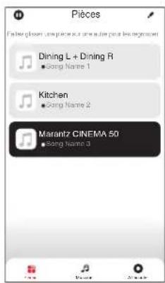 MARANTZ Cinema 50 - Appuyez sur l'onglet "pièces" et sélectionnez "marantz CINEMA 50" s'il existe plusieurs produits avec HEOS intégré. - 2