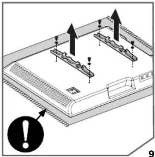 Diagram showing a device with labeled components and directional arrows, including an exclamation mark and number 9 in the corner.
