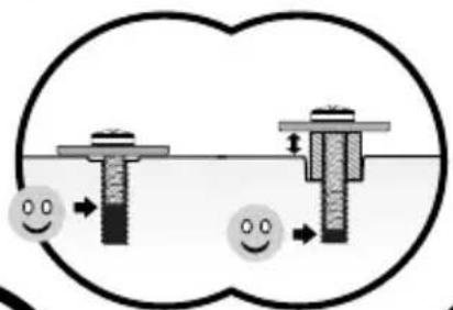 Diagram illustrating a dental implant or implant process with smiley circular indicators and directional arrows indicating movement.