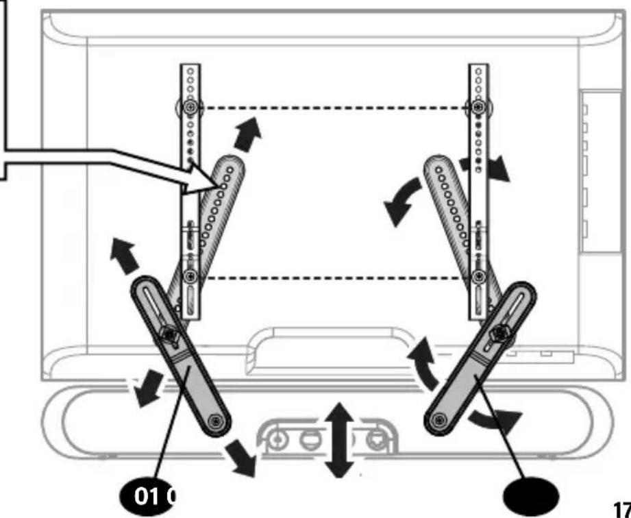 Diagram of a device's internal structure showing two connected vertical arms with directional arrows and labeled components.