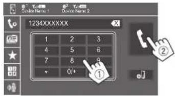 JVC KWM788BH - - Quand l'élément 4 est sélectionné à l'étape 3 : sélectionnez le nombre de téléphone (①), puis passez un appel (②). - 1