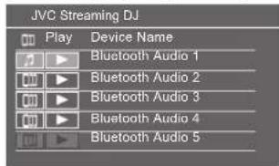 JVC KWM788BH - Affichez la liste des périphériques pour JVC streaming DJ. - 2