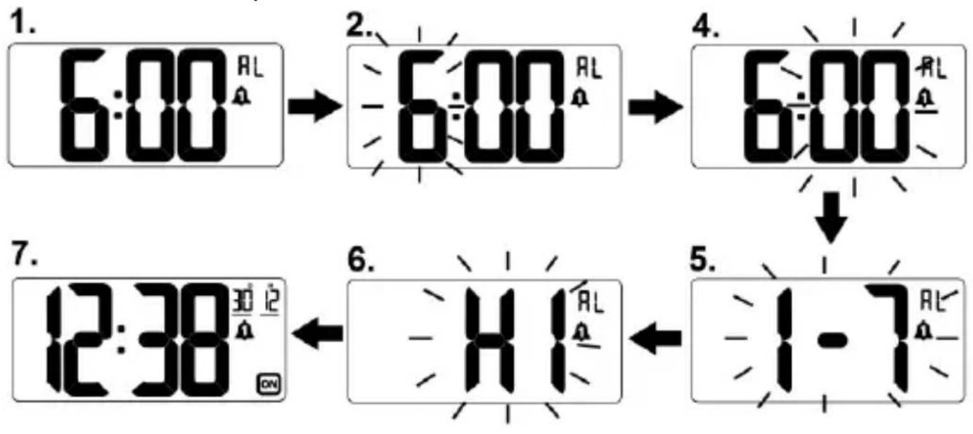 TECHNOLINE WT 496 - Réglage de l'alarme 1 à 5 - 1