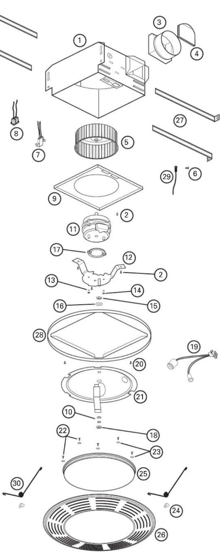Air King AK863L - Diagramme des pièces de remplacement - 2