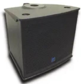 Black rectangular speaker or audio device with no visible text or symbols on its body