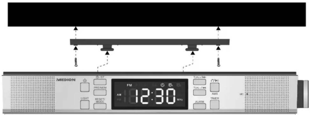 MEDION /ST PRESEM LIGHT RESET/MODE FM 12:30 MHz TUN,+/# TUN,-/# AMS ALARM TIMER HC