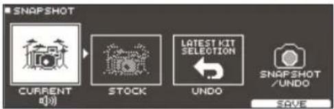 SNAPSHOT CURRENT STOCK LATEST KIT SELECTION UNDO SNAPSHOT /UNDO SAVE
