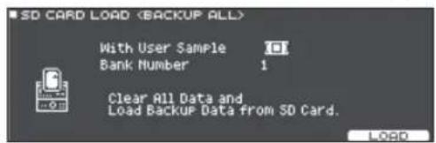 ROLAND VAD507 - Chargement des données de sauvegarde depuis une carte SD (LOAD) - 1