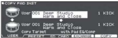 ROLAND TD27KV2 - À l'écran COPY MENU, choisissez COPY PAD puis appuyez sur le bouton [ENTER]. - 1