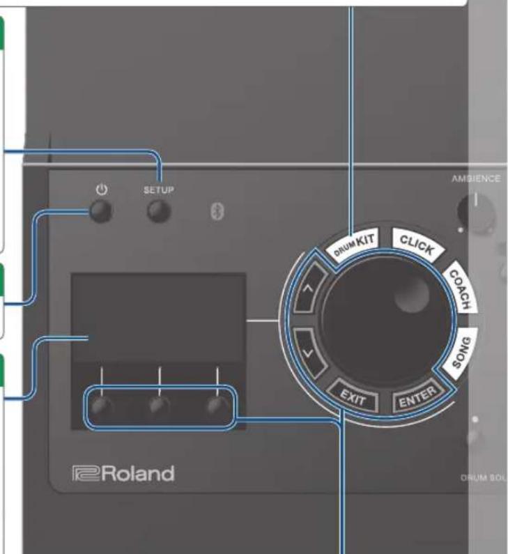 SETUP DRUM KIT CLICK COACH SONG EXIT ENTER AMSIENCE DRUM SOL Roland