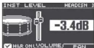 INST LEVEL HEADSH -3.4dB ✓ H&R ON VOLUME PAN