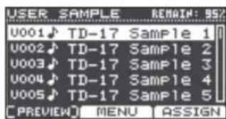 ROLAND TD17KVX2 - Appuyez sur le bouton [USER SAMPLE] - 1
