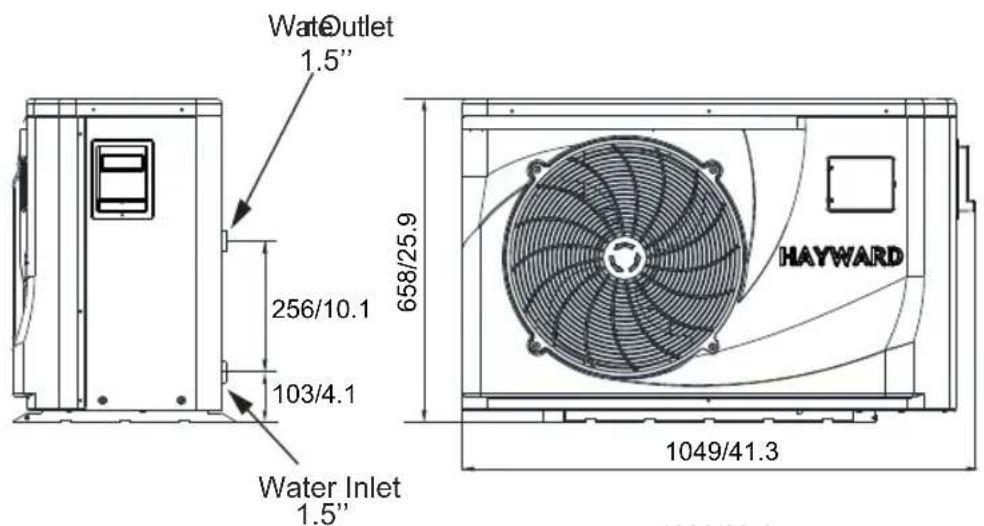 HAYWARD Classic Heat Pump - The dimensions for Swimming Pool Heat Pump Unit - 1