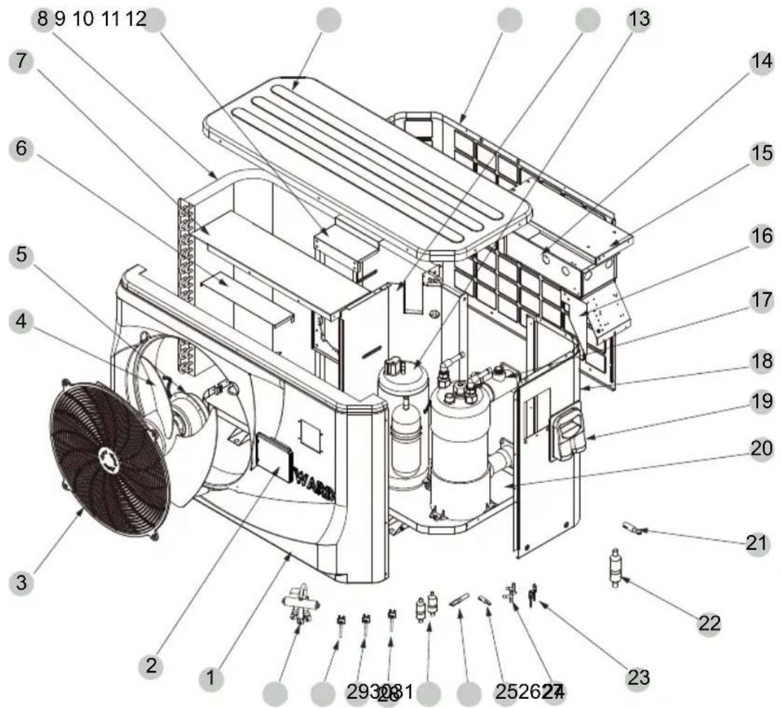 HAYWARD Classic Heat Pump - Vue éclatée et liste de pièces de rechange(hp50cl) - 1