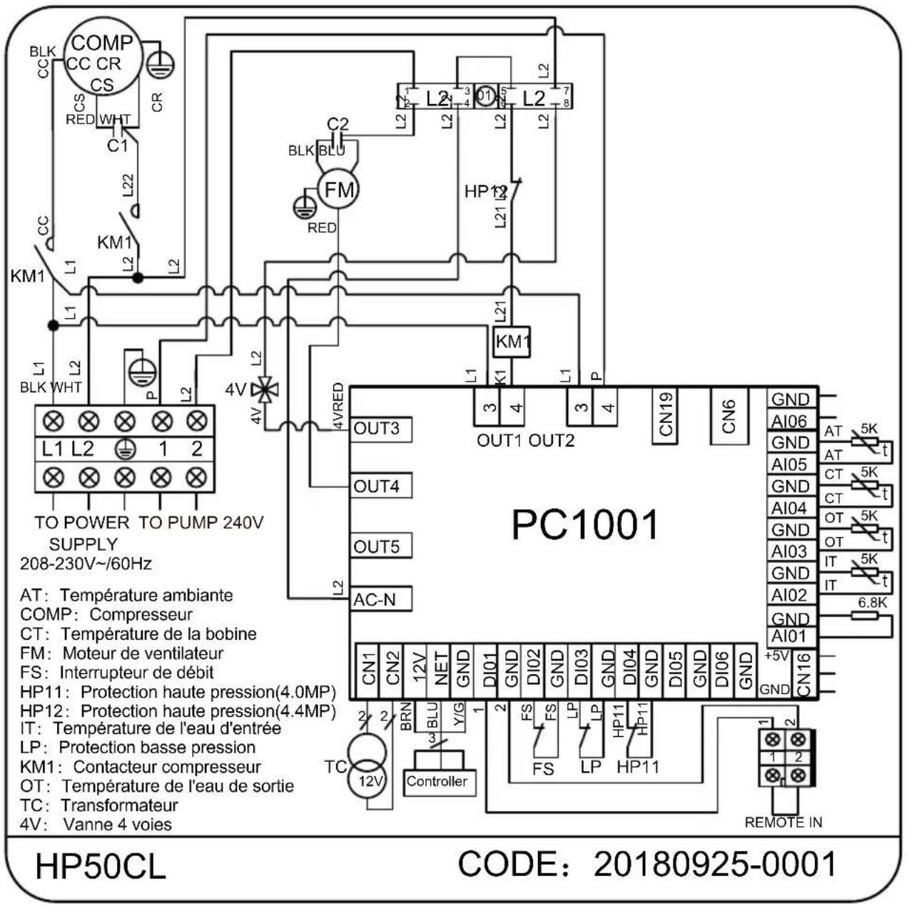 HAYWARD Classic Heat Pump - Schéma de câblage - 1