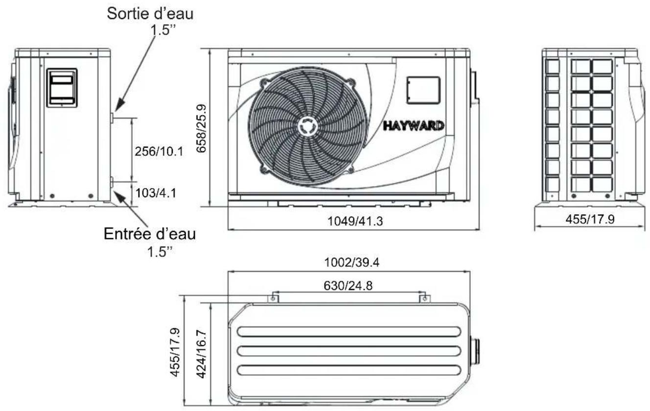 HAYWARD Classic Heat Pump - Dimensions de la thermopompe de piscine - 1