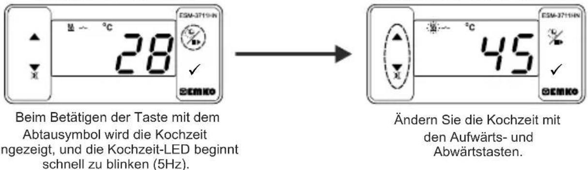 Emko ESM3711HN - Ändern und Speichern des Parameterwerts Kochzeit (Timer) - 1