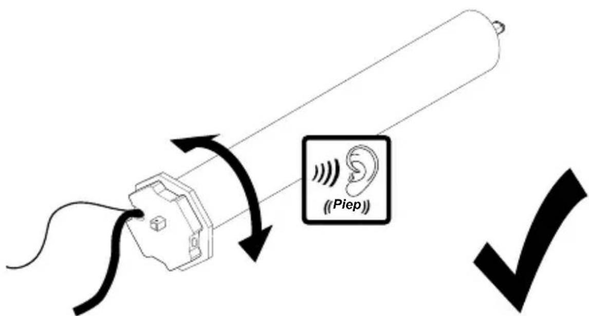Diagram illustrating ear signal transmission with a device and Piep label, showing signal flow and checkmark.