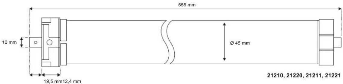 555 mm 10 mm Ø 45 mm 19,5 mm 12,4 mm 21210, 21220, 21211, 21221