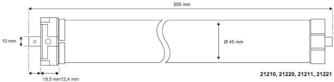 555 mm 10 mm Ø 45 mm 19,5 mm 12,4 mm 21210, 21220, 21211, 21221