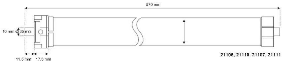 570 mm 10 mm Ø 35 mm 11,5 mm 17,5 mm 21106, 21110, 21107, 21111