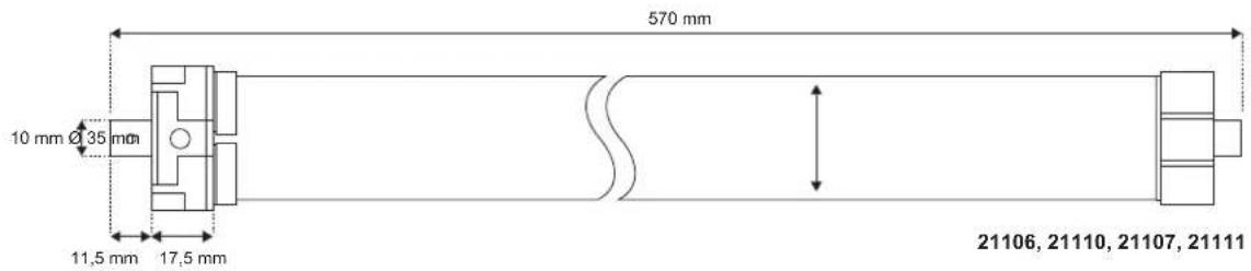 570 mm 10 mm Ø 35 mm 11,5 mm 17,5 mm 21106, 21110, 21107, 21111