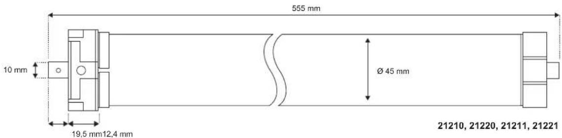 555 mm 10 mm Ø 45 mm 19,5 mm 12,4 mm 21210, 21220, 21211, 21221
